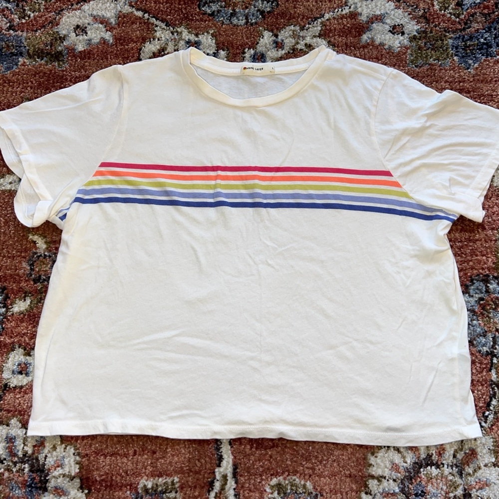 Marine Layer Women’s Colorful Striped Cropped T-Shirt